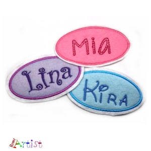 Aplicación nombre deseado etiqueta de nombre bordada bordada con el texto deseado Parche de nombre de aplique de fieltro - elección de color libre Parche