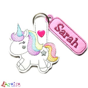 Porte-clés pendentif nom licorne porte-clés sac à dos étiquette nominative étiquette de bagage cartable cartable personnalisé