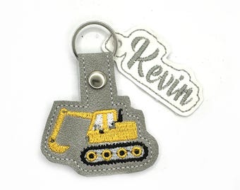 Digger Keyring Name Pendant Personalised snaptag Backpack Name Tag Suitcase Tag School Bag School Bag School Bag