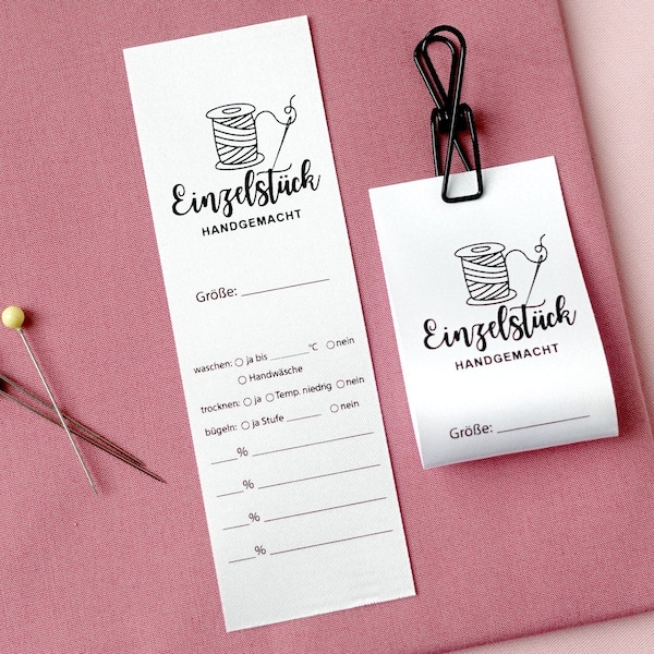 Textile labels for writing on and sewing in, fillable labels for clothing, size labels, handmade, M15