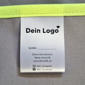 Logolabels, personalisierte Pflegeetiketten zum Einnähen mit Größe, Stoffzusammensetzung und Waschanleitung, Hersteller, Kennzeichnung
