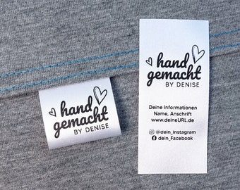Custom logo + text - textile labels, sew-in labels, fabric labels, sew-in labels, washing instructions, textile marking, size labels