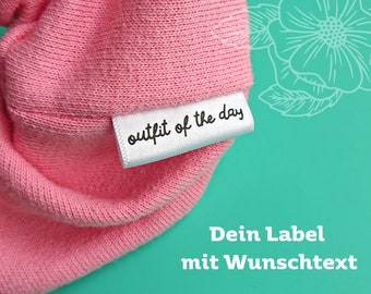 Label zum Annähen mit Wunschtext, Stofflabel personalisiert zum Einnähen, Textiletiketten, Webetiketten, Druck in schwarz