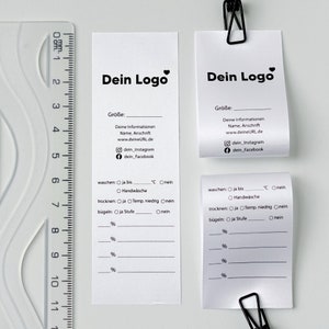 Labels personalisiert zum Nähen, mit Größen beschreibbar, Textilkennzeichnung, Zusammensetzung, Pflege und Waschempfehlung, Logo, Grafik Bild 2