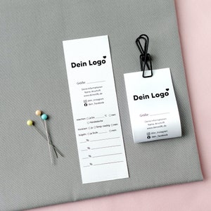 Labels personalisiert zum Nähen, mit Größen beschreibbar, Textilkennzeichnung, Zusammensetzung, Pflege und Waschempfehlung, Logo, Grafik Bild 1