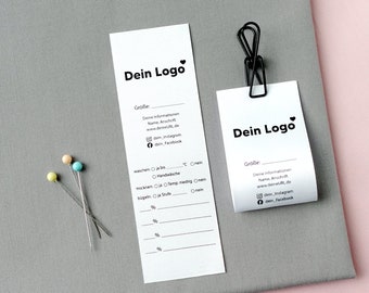 Labels personalisiert zum Nähen, mit Größen beschreibbar, Textilkennzeichnung, Zusammensetzung, Pflege- und Waschempfehlung, Logo, Grafik