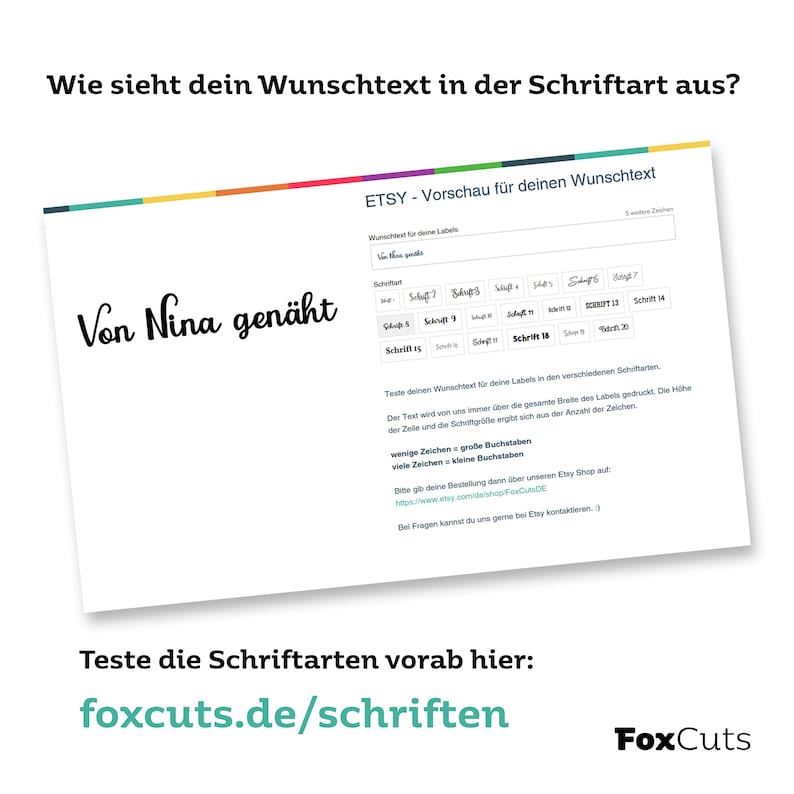 Label zum Annähen mit Wunschtext, Stofflabel personalisiert zum Einnähen, Textiletiketten, Webetiketten, Druck in schwarz Bild 3