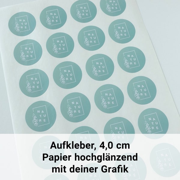 Aufkleber mit Logo, Sticker mit individueller Grafik, Etiketten zum Verpacken, 4cm runde Versandsticker, farbig bedruckt hochglänzend Papier