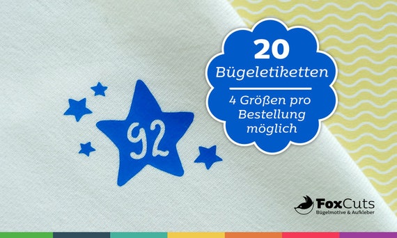 Bügeletiketten 20 Größenetiketten zum Aufbügeln Größenlabel Löwe