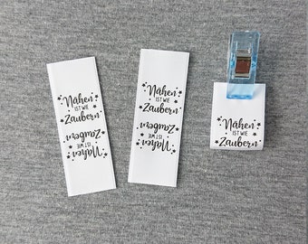 20 "Sewing is like magic" labels for homemade items, soft satin labels