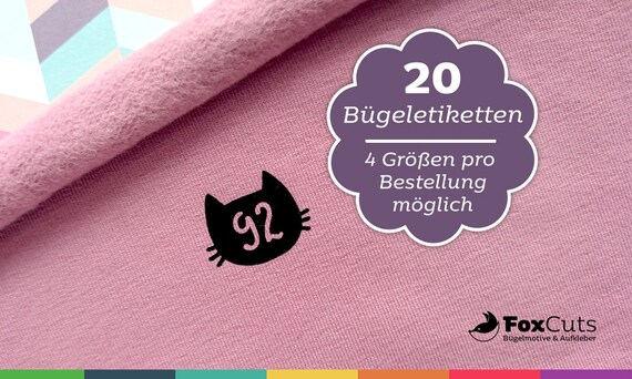 10 x Grössenlabel Handmade zum Aufbügeln Kinder Grössenetiketten individuell