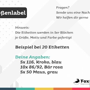 Größenlabel, Größenetiketten, Kleidergrößen zum Einnähen in 18 Farben zur Wahl Bild 5