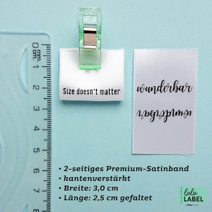 Label zum Einnähen mit Wunschtext, Stofflabel personalisiert zum Annähen, Textiletiketten, Webetiketten, Druck in schwarz Bild 2