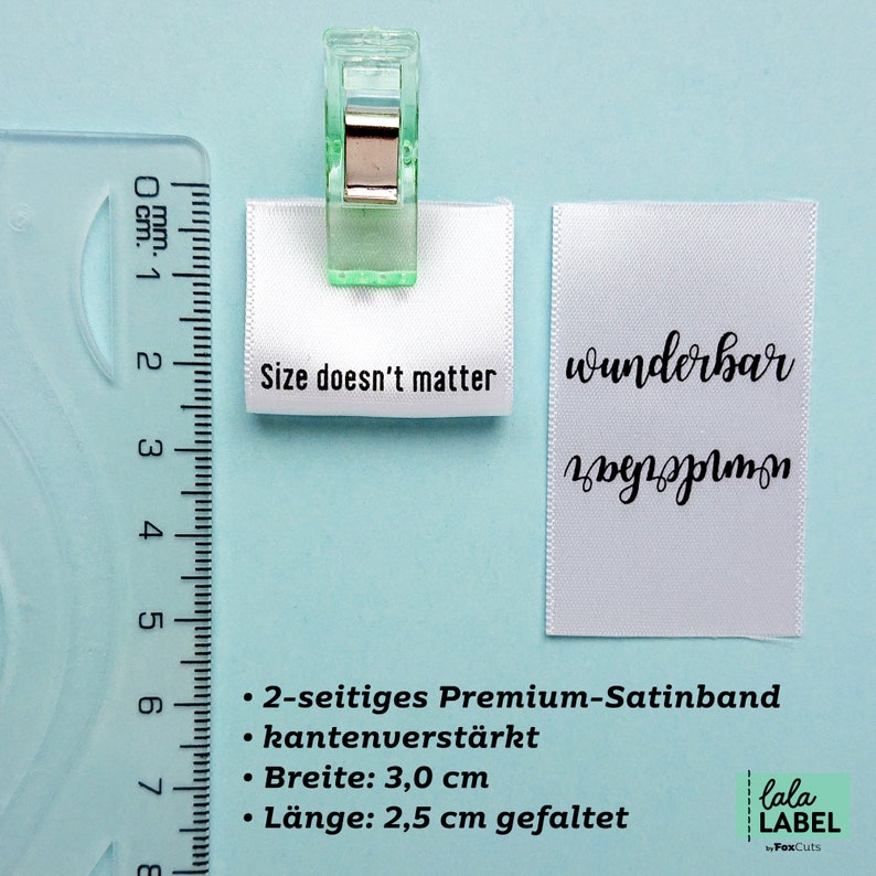 Label zum Einnähen mit Wunschtext, Stofflabel personalisiert zum Annähen, Textiletiketten, Webetiketten, Druck in schwarz image 2