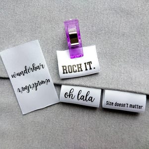 Your text / logo on labels for sewing in, personalized fabric labels for sewing on, labels for handmade textiles, woven labels made of satin