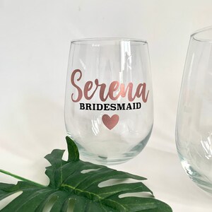 Custom Stemless wine glasses//friends gift//funny wine glass//bridesmaid gift ideas//personalized wine glass//bridal party gift image 3