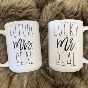 Future Mrs mug,lucky mr mug,engagement mugs,gift for engaged couple,custom Mrs mug,gift for bride,couple mugs,wedding gift,custom mug,fiancé