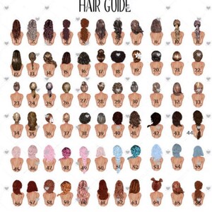 May include: A chart with 66 different hairstyles for women. The chart is labeled "HAIR GUIDE".