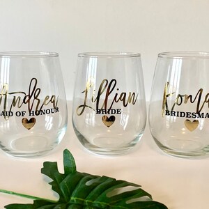 Custom Stemless wine glasses//friends gift//funny wine glass//bridesmaid gift ideas//personalized wine glass//bridal party gift image 5