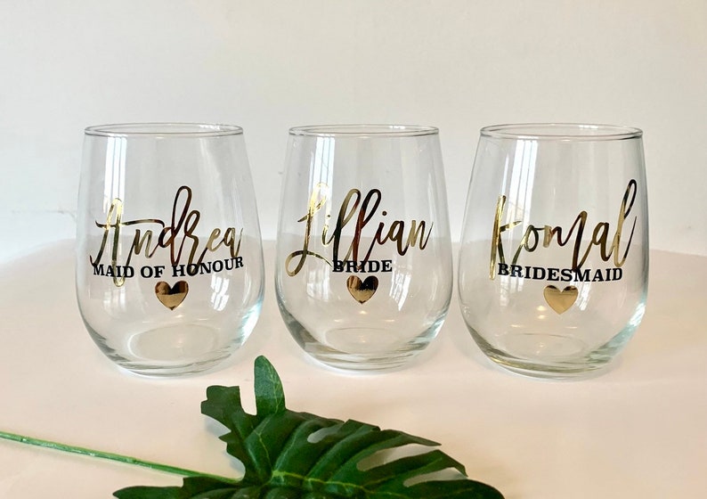 Custom Stemless wine glasses//friends gift//funny wine glass//bridesmaid gift ideas//personalized wine glass//bridal party gift image 5