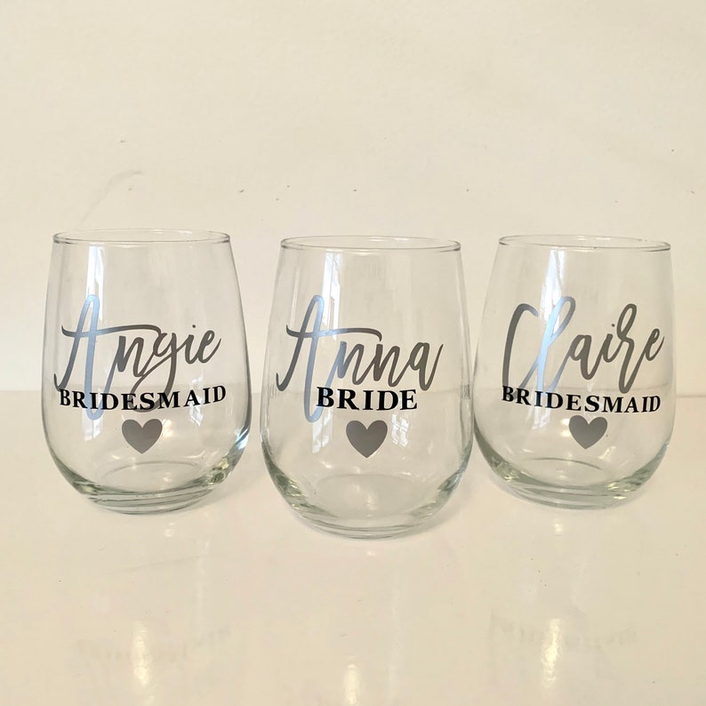 Custom Stemless wine glasses//friends gift//funny wine glass//bridesmaid gift ideas//personalized wine glass//bridal party gift image 4