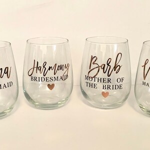 Custom Stemless wine glasses//friends gift//funny wine glass//bridesmaid gift ideas//personalized wine glass//bridal party gift image 2