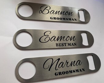 Personalized Steel Bottle Opener, Groomsman Gift