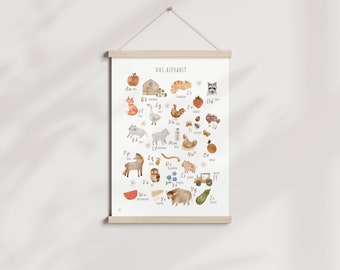 Artprint "Alphabet"  Poster Bauernhof l Kinderzimmer l  Geschenk l nordic l minimalistisch l Buchstaben l Lesen lernen