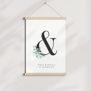 Artprint "Forever" Paarposter  l Initial l Buchstabe l Eukalyptus l Hochzeit  l nordic l & l Hochzeitstag l Namen l Blumen