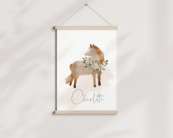 Artptint "cheval fille" fille l nom l naissance l cadeau l nordique l couronne de fleurs l cavalier