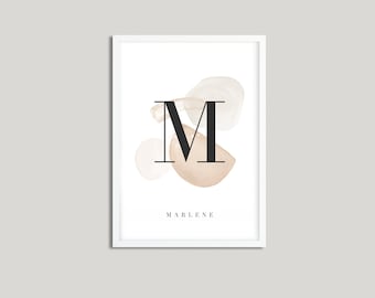 Artprint « ALPHABET » beige M comme dans Marlene l Chambre d’enfants l Cadeau l Naissance l Nordic l minimaliste