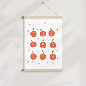 Póster de números "applenumbers" habitación infantil l regalo l nórdico l minimalista l l manzana l aprender a contar l granja