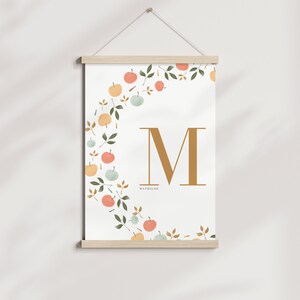 Artprint "manzanita" nombre + fecha de nacimiento l habitación infantil l regalo l cartel de nacimiento l nórdico l minimalista l niña l corona de flores