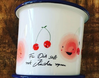 Mug enamel cherries