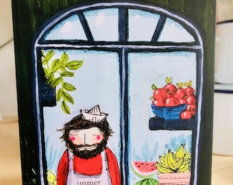 Postcard 3x vegetable shop