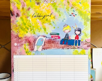 Annual planner A3 family calendar 2024