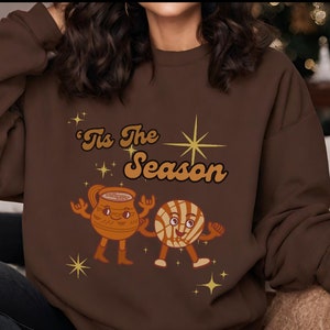 Mexican Concha Christmas Sweatshirt, Mexican Christmas Sweater, Retro Tis the Season Sweater
