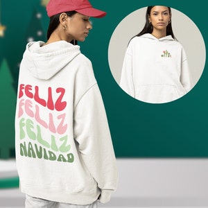 Feliz Navidad Cactus Hoodie, Christmas Cactus Sweatshirt, Spanish Christmas Sweater