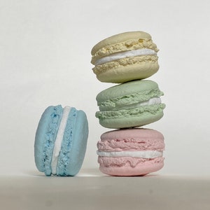 SET of 4 -Fake Pastel Macarons SOLID Food Props Artificial replica fake cake biscuit