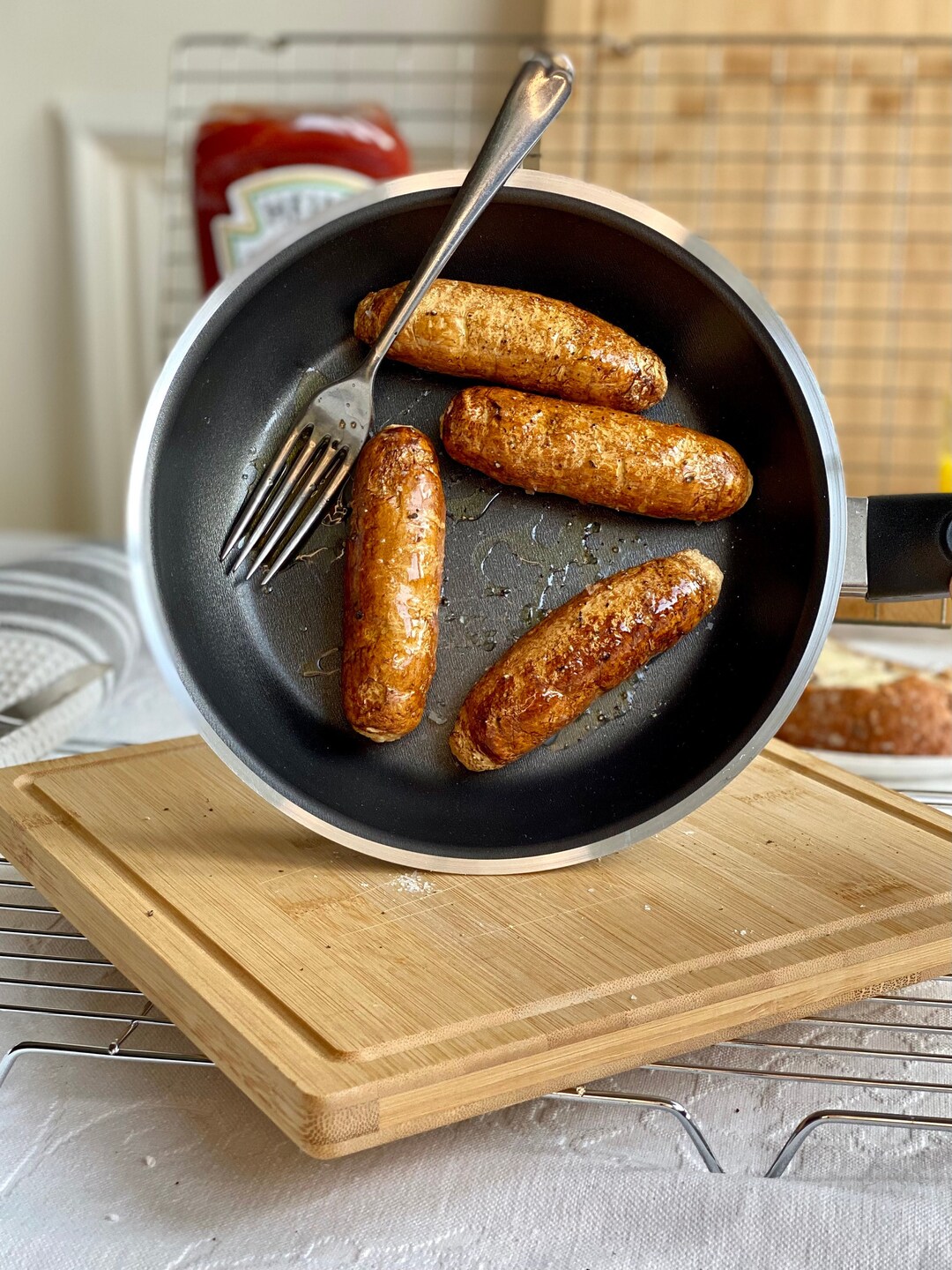 4 Fat Fake Sausages Sizzling in a Pan Replica Breakfast Fake Etsy