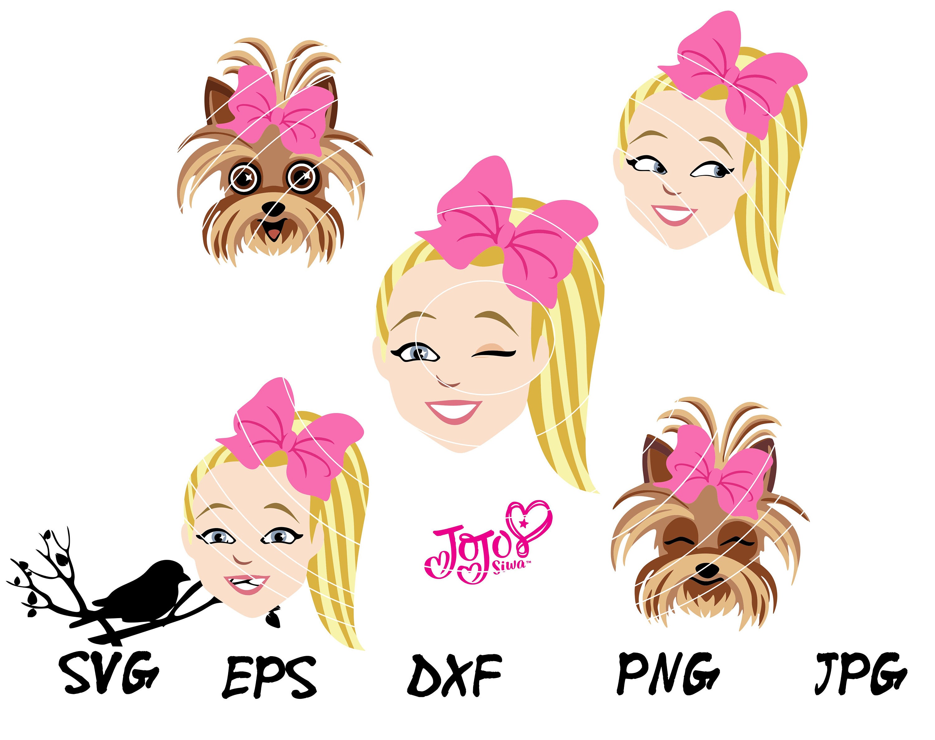 JoJo Siwa inspired side ponytail with bow .svg .png and .dxf | Etsy