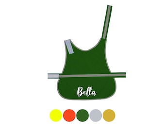 Gilet per cani con nome personalizzato sul retro / Gilet di sicurezza per cani / Gilet di sicurezza riflettente / Giallo, arancione, verde, argento, oro