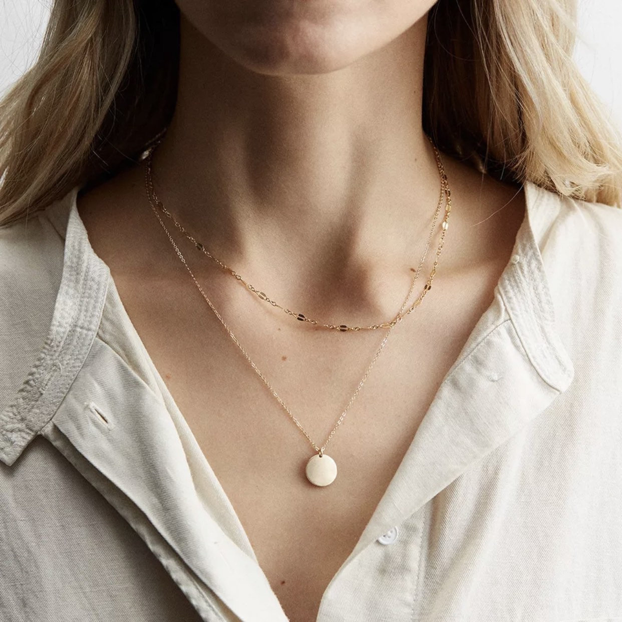 Multi-row Chain Pendant Fine Chain Coin 