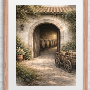 Estate Threshold Framed Art Print 16x20 – Los Robles Vintners Wine Cellar Wall Art, Winery Entrance Decor, Vineyard Estate Art LLArt