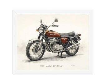 1971 Honda CB750 Four K1 Framed Print – 14×11 Vintage Superbike