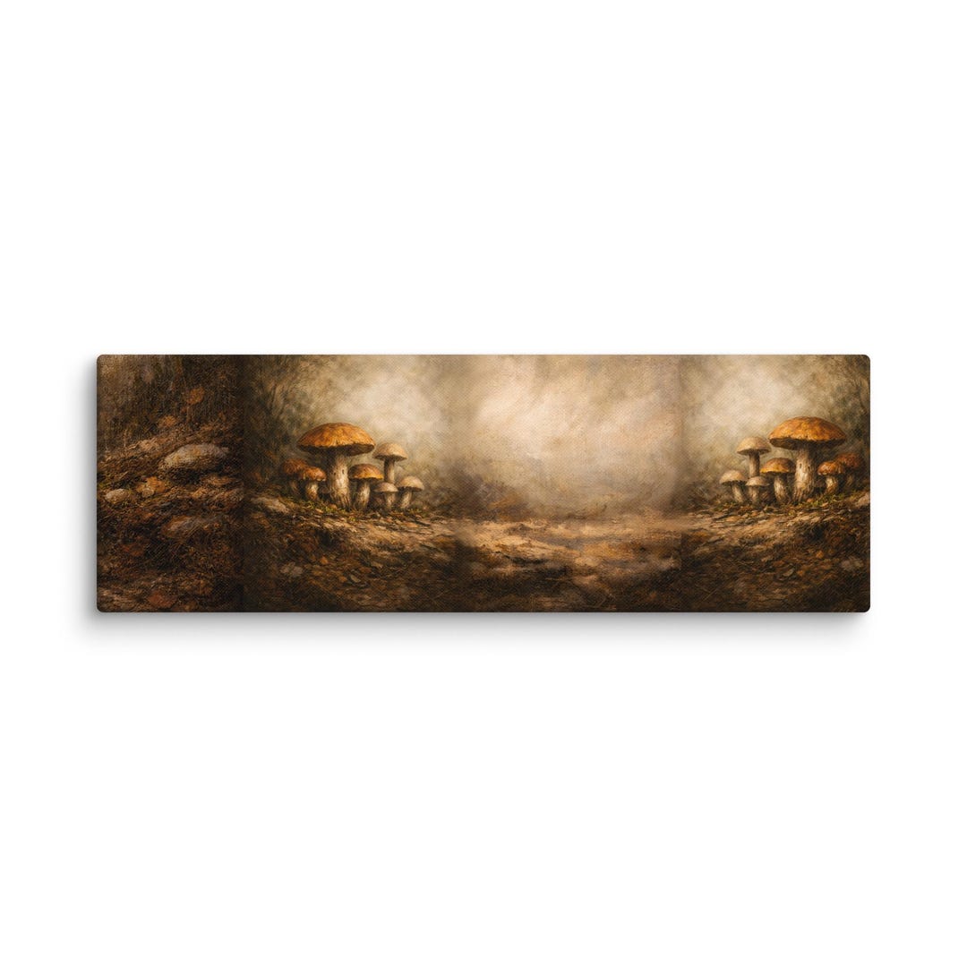 Forest Floor Mushroom Canvas Print – Rustic Woodland Panoramic Wall Art ...