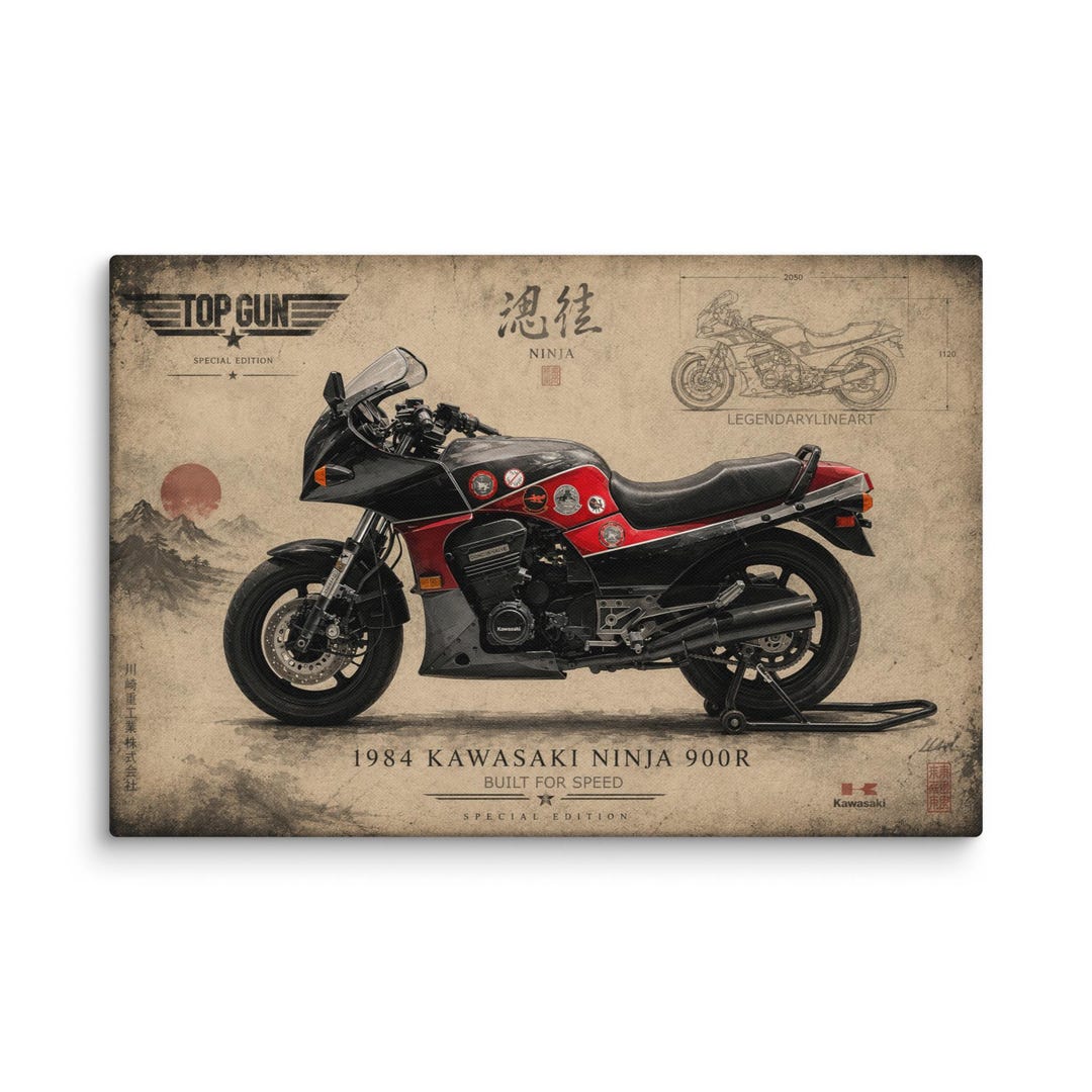 1984 Kawasaki Ninja 900R Canvas Print 30x20 | Top Gun Tribute
