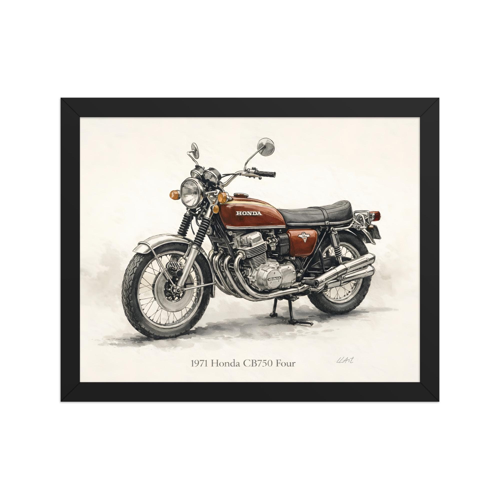 1971 Honda CB750 Four K1 Framed Print – 14×11 Vintage Superbike