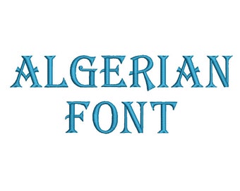 Algerian Font - Embroidery Font Design - Instant Download - 3 Sizes Included, 8 Different Formats.