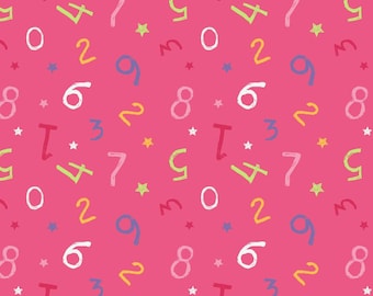Cotton fabric numbers, school cone, pink